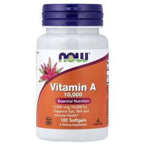 Vitamin A 3,000 mcg (10,000 IU), 100 Softgels, Now Foods
